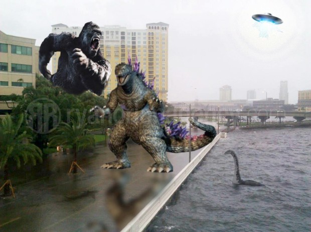 King Kong, Godzilla & a UFO on Bayshore Blvd. Tampa, FL - Credit: Jason Gemini Ortis